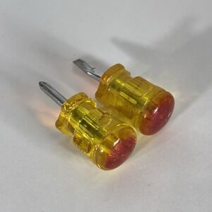 Vintage Fuller Stubby Screwdriver Set 304 Flathead 311 Phillips Yellow Red